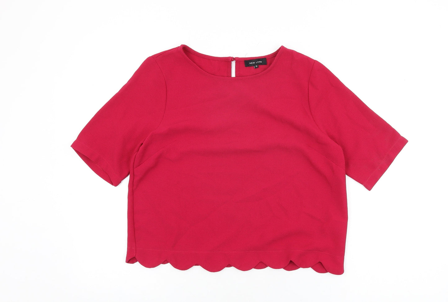 Womens UK Size 12 New Look Pink Basic T-Shirt