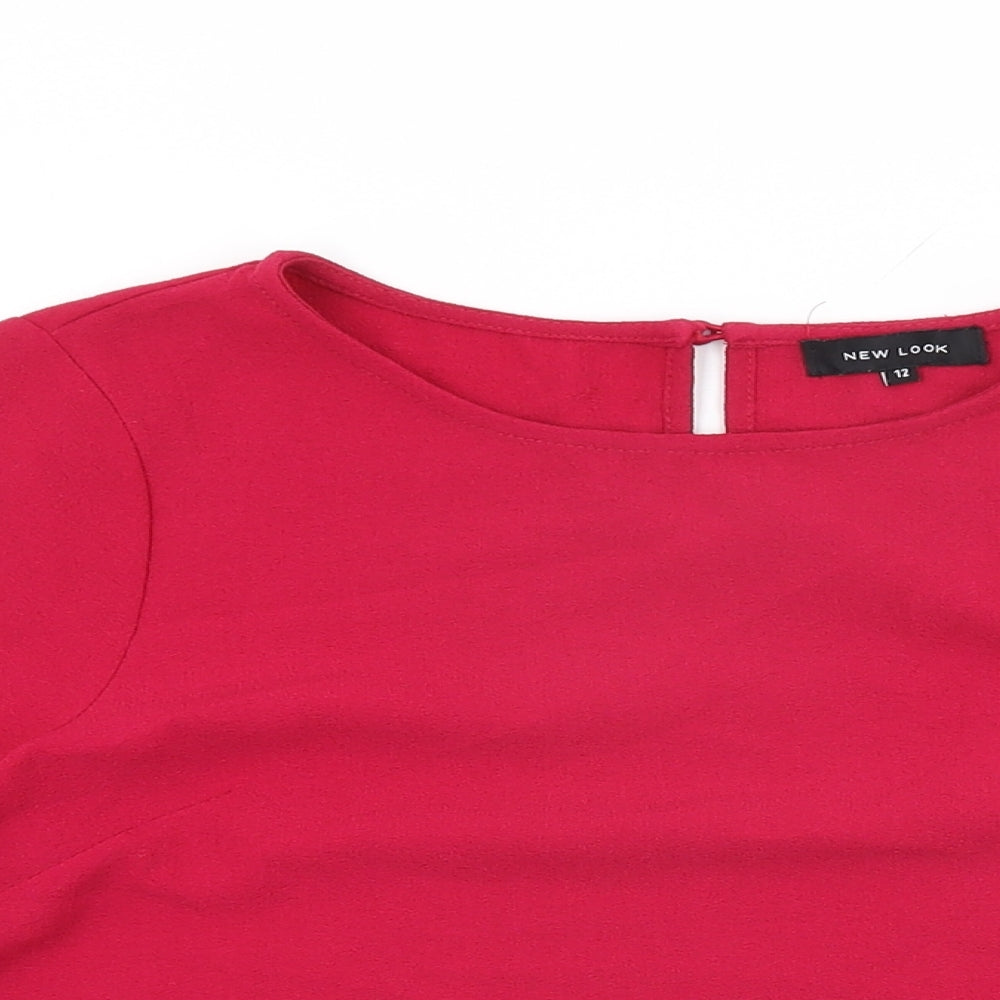 Womens UK Size 12 New Look Pink Basic T-Shirt