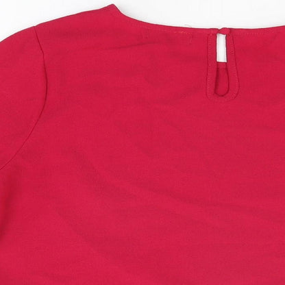 Womens UK Size 12 New Look Pink Basic T-Shirt