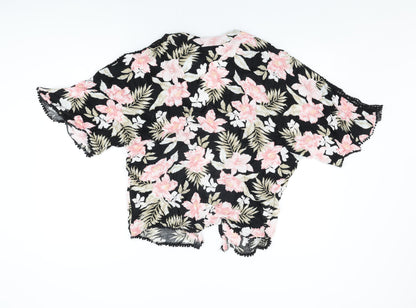 Womens UK Size 12 New Look Black Kimono T-Shirt