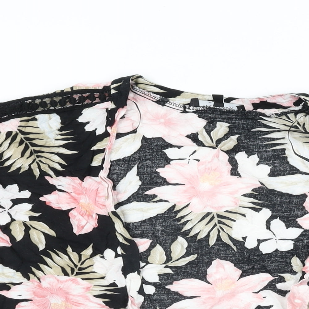 Womens UK Size 12 New Look Black Kimono T-Shirt