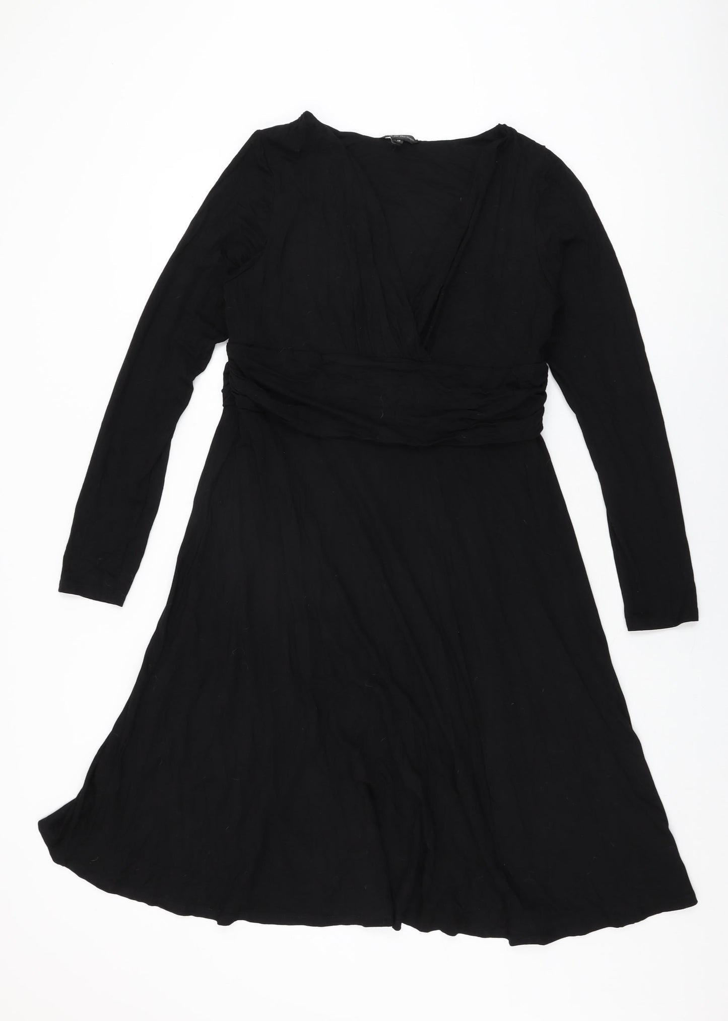 Look For The Stars Womens Black Viscose A-Line Size 16 V-Neck Pullover