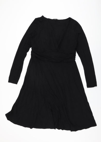 Look For The Stars Womens Black Viscose A-Line Size 16 V-Neck Pullover