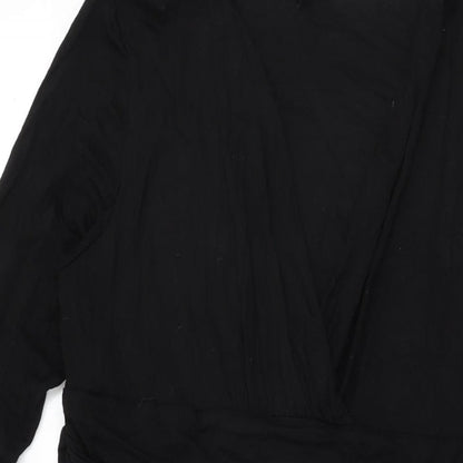 Look For The Stars Womens Black Viscose A-Line Size 16 V-Neck Pullover