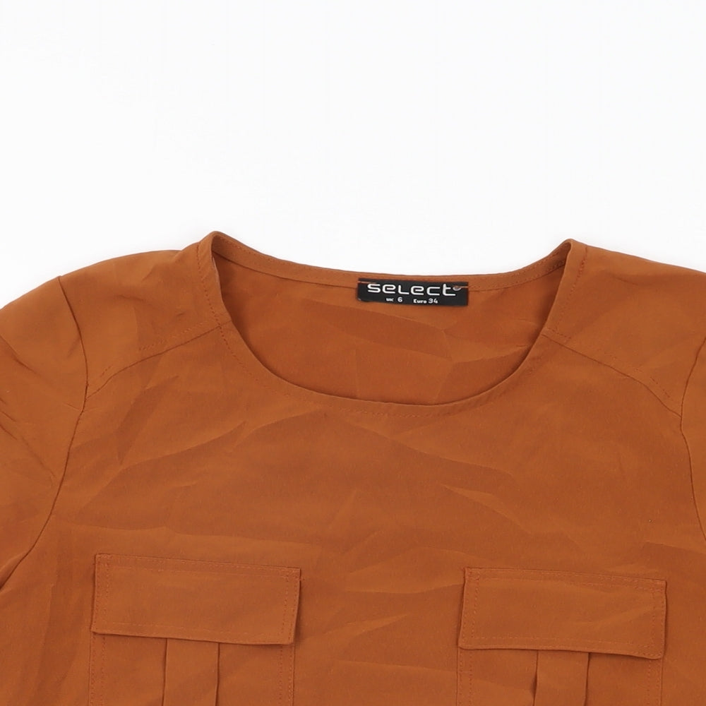 Womens UK Size 6 Select Brown Basic T-Shirt