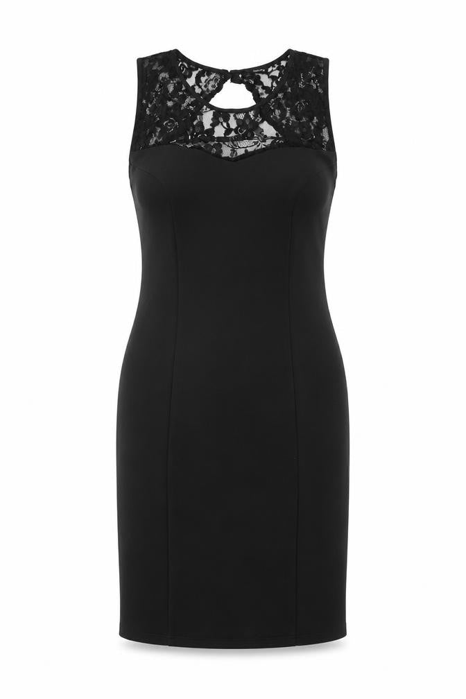 M&Co Womens Black Polyester Bodycon Size 12 Round Neck Button
