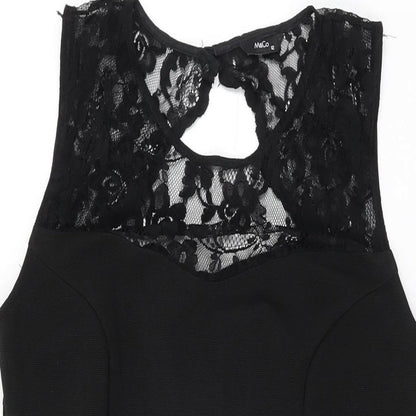 M&Co Womens Black Polyester Bodycon Size 12 Round Neck Button