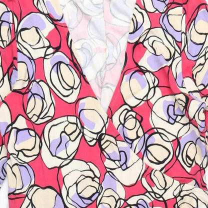 Betty Jackson Womens Pink Geometric Viscose A-Line Size 14 V-Neck Pullover