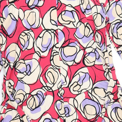 Betty Jackson Womens Pink Geometric Viscose A-Line Size 14 V-Neck Pullover