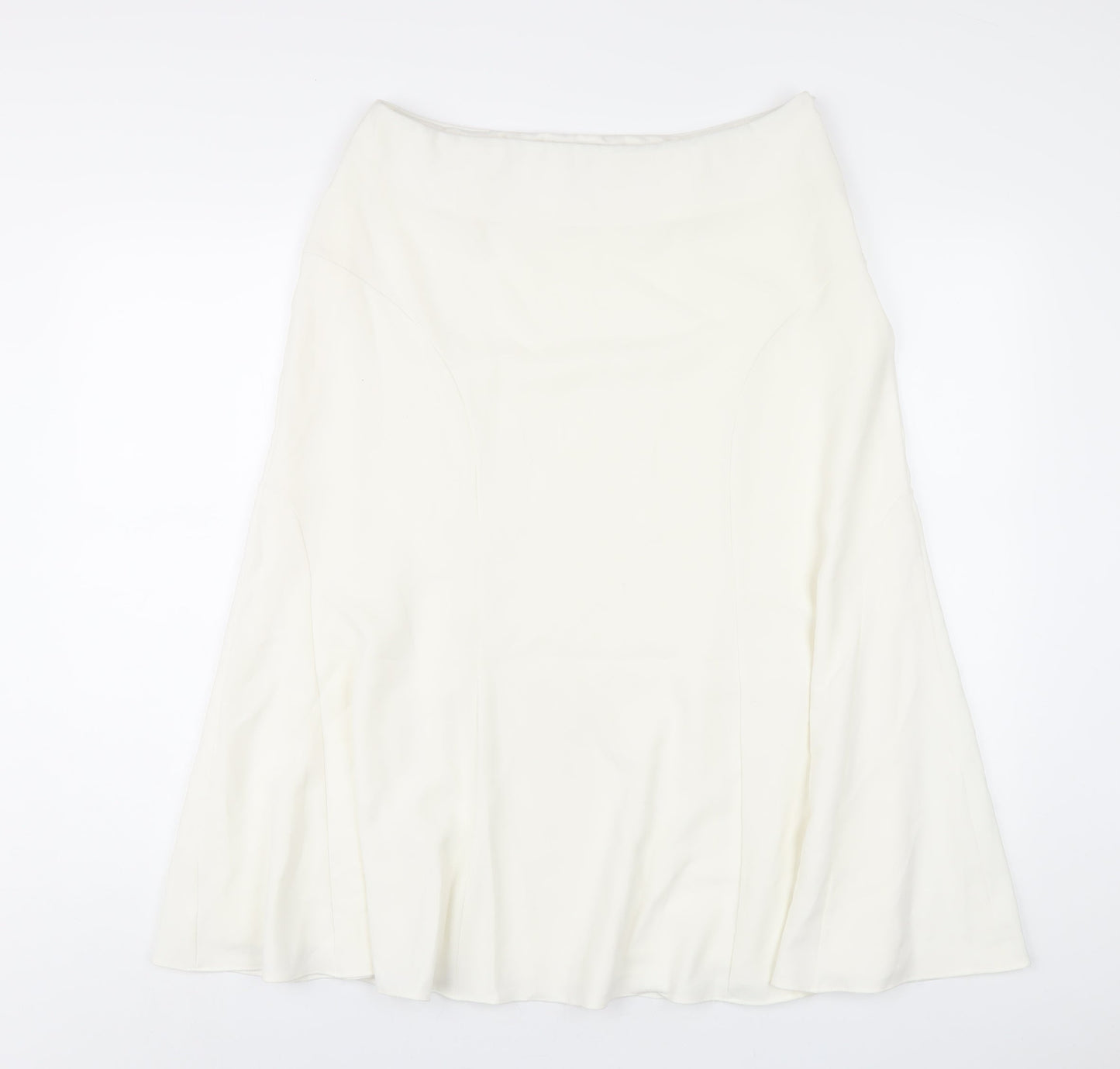 David Nieper Womens White Polyester A-Line Skirt Size 14 Zip