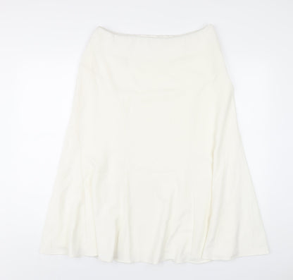 David Nieper Womens White Polyester A-Line Skirt Size 14 Zip