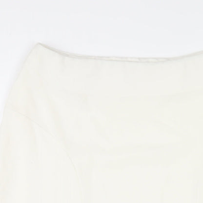 David Nieper Womens White Polyester A-Line Skirt Size 14 Zip