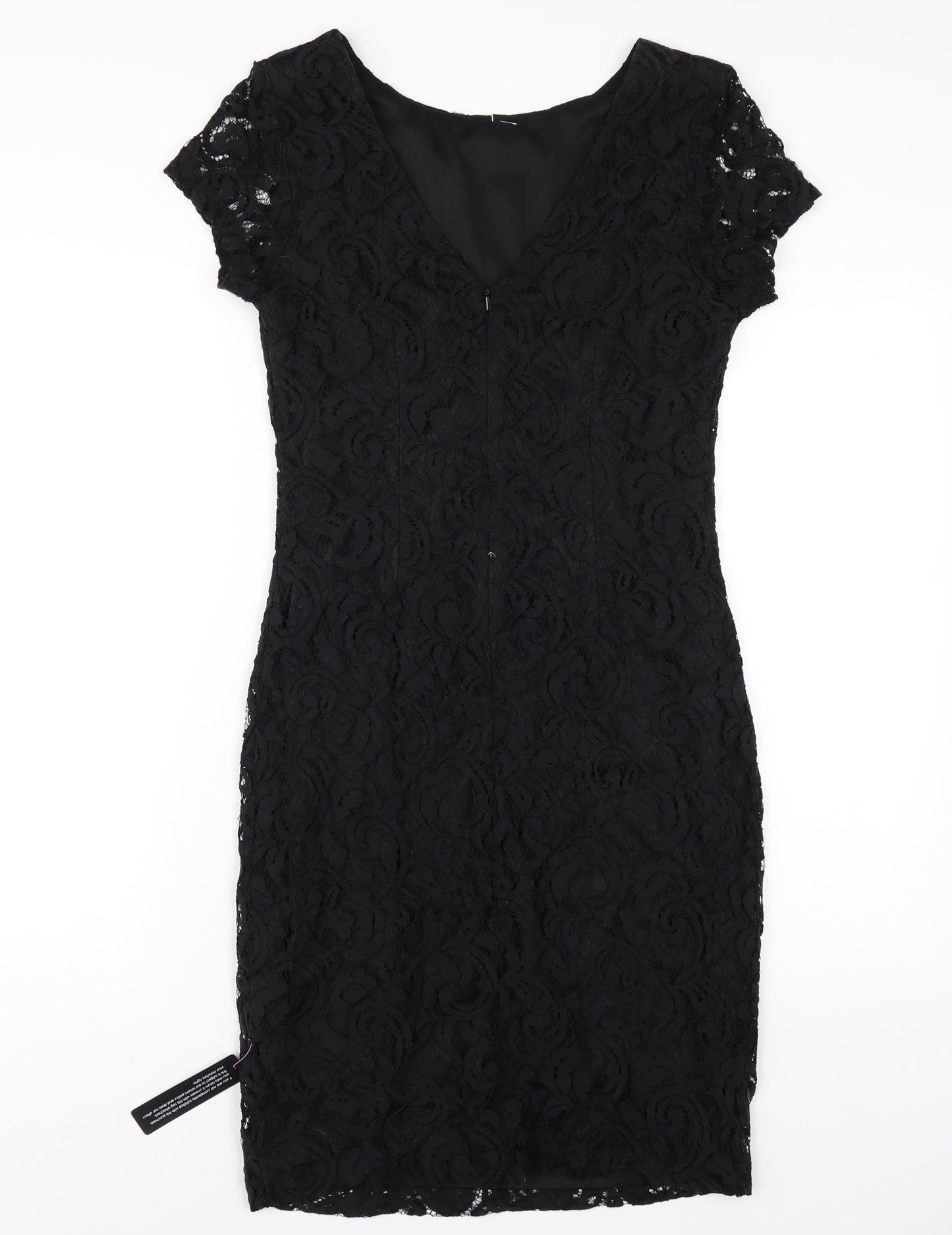 Roman Womens Black Cotton Bodycon Size 12 Round Neck Zip