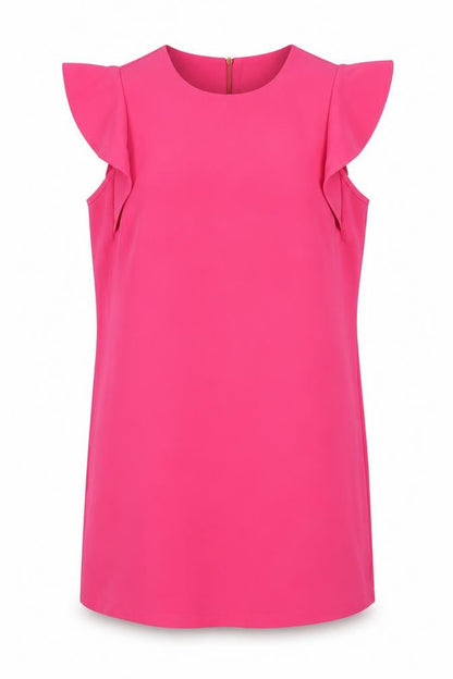 Adrienne Vittadini Womens Pink Polyester A-Line Size 14 Round Neck Zip