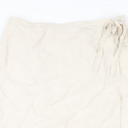 Marks and Spencer Womens Ivory Lyocell Wrap Skirt Size 14 Button