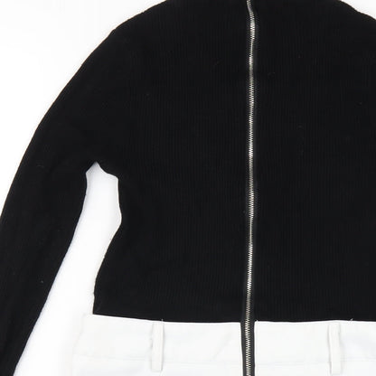 Lipsy Womens Black Viscose A-Line Size 10 Mock Neck Zip