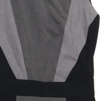 Marks and Spencer Womens Grey Polyester Pencil Dress Size 14 Round Neck Zip