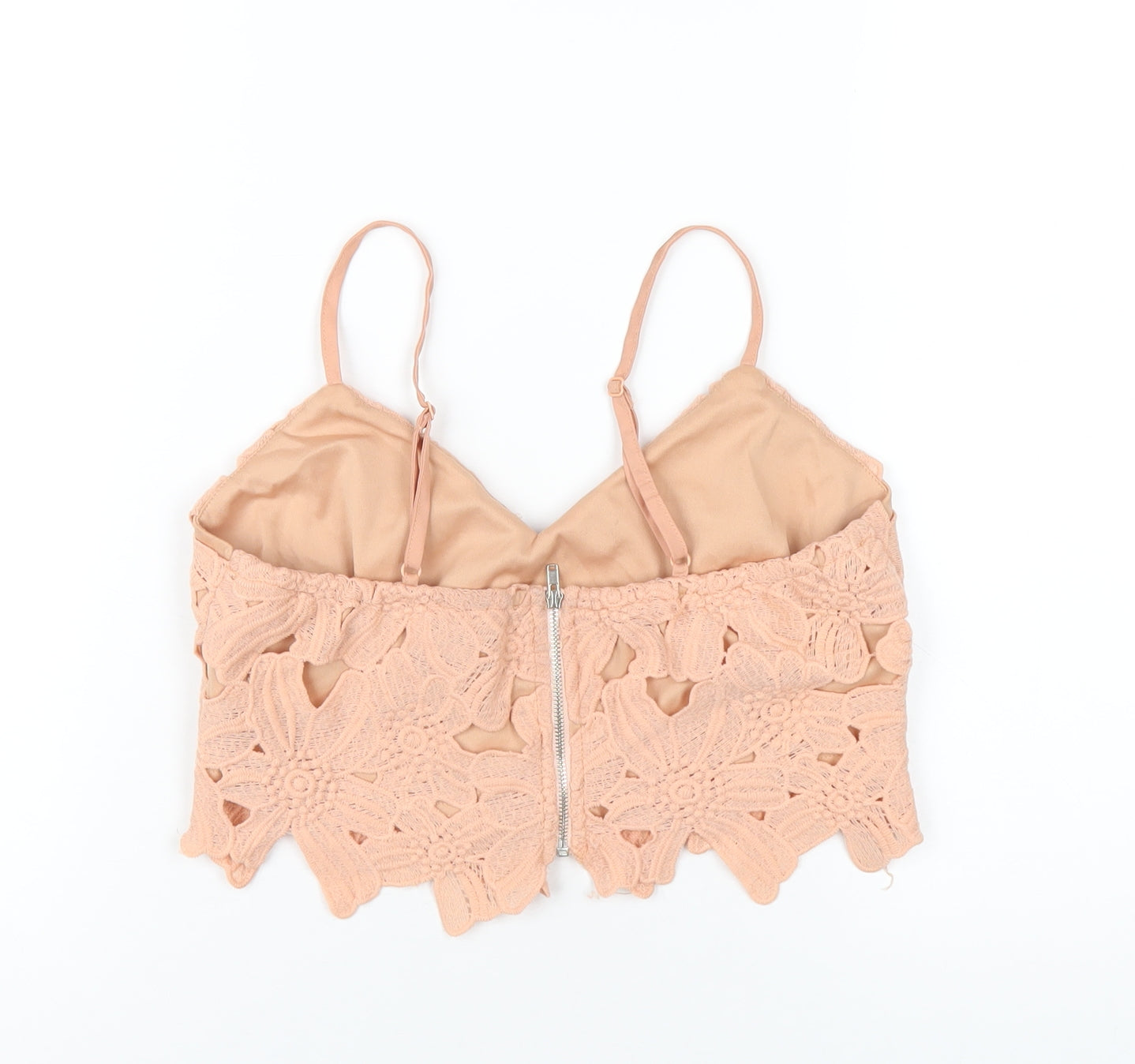 Boohoo Womens Pink Polyester Cropped T-Shirt Size 8 V-Neck