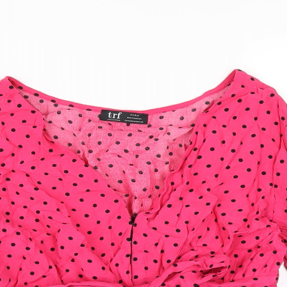 Womens UK Size M Zara Pink Basic Blouse