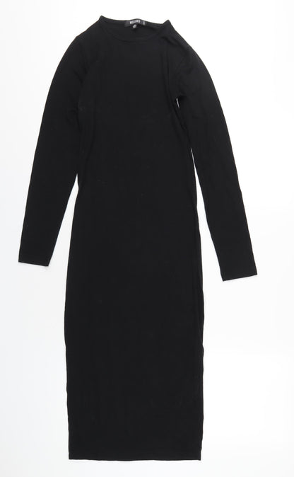 Missguided Womens Black Polyester Bodycon Size 6 Round Neck Pullover