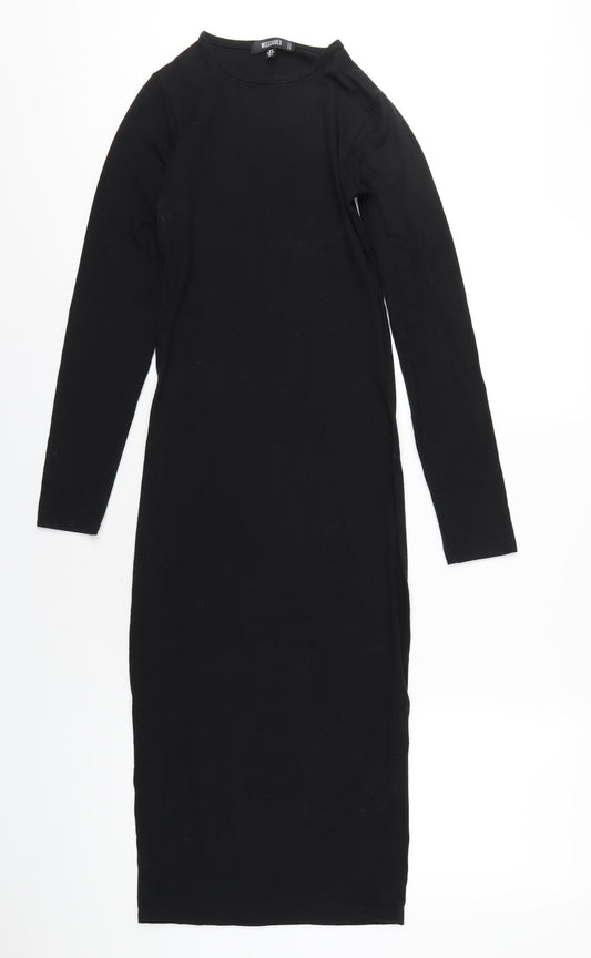 Missguided Womens Black Polyester Bodycon Size 6 Round Neck Pullover