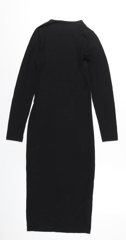 Missguided Womens Black Polyester Bodycon Size 6 Round Neck Pullover
