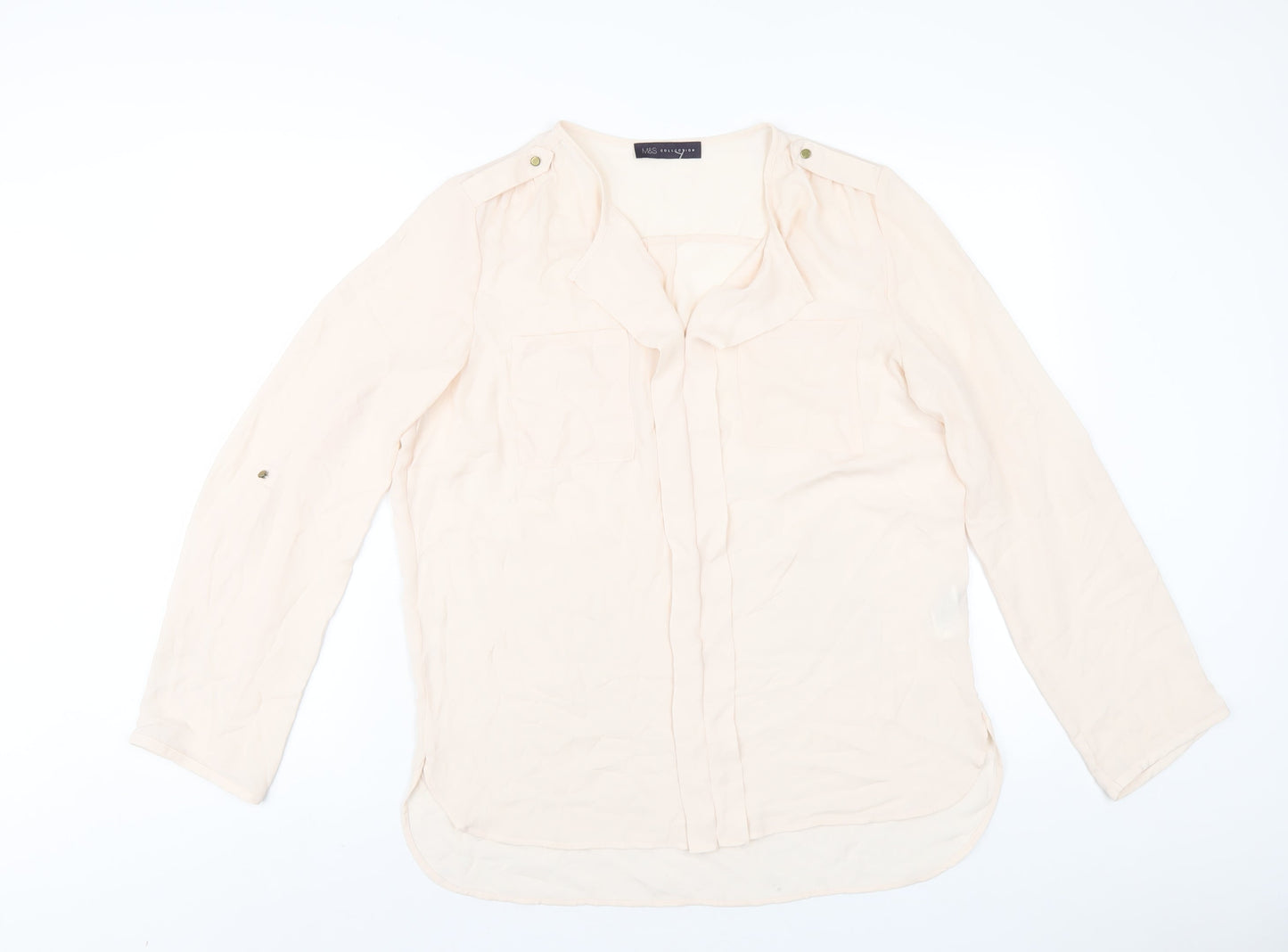 Womens UK Size 14 Marks and Spencer Beige Basic Blouse