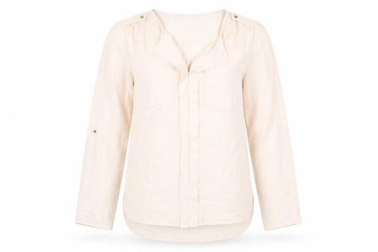 Marks & Spencer Womens Beige Polyester Basic Blouse Size 14 V-Neck
