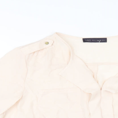 Womens UK Size 14 Marks and Spencer Beige Basic Blouse