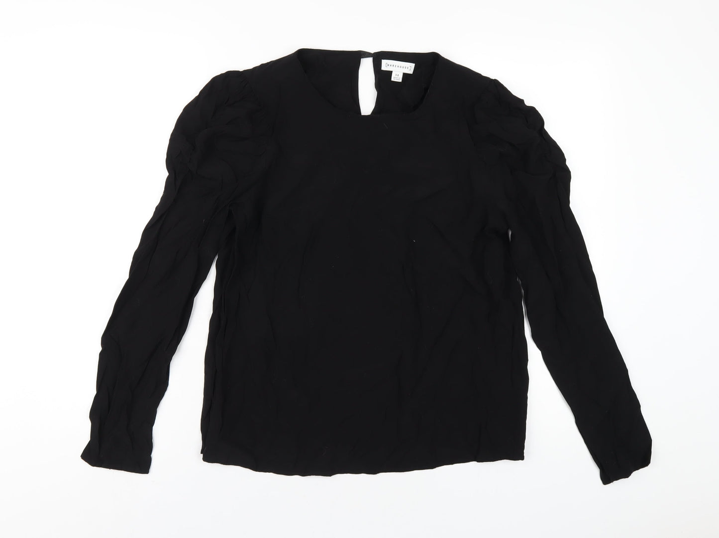 Womens UK Size 14 Warehouse Black Basic T-Shirt