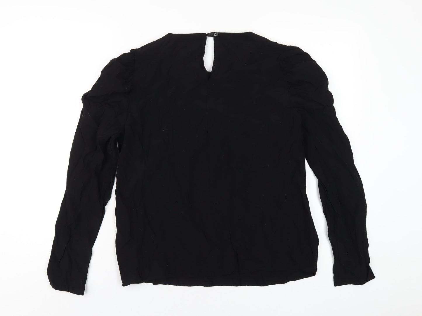 Womens UK Size 14 Warehouse Black Basic T-Shirt
