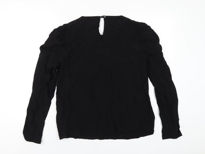 Womens UK Size 14 Warehouse Black Basic T-Shirt
