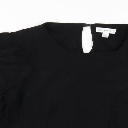 Womens UK Size 14 Warehouse Black Basic T-Shirt