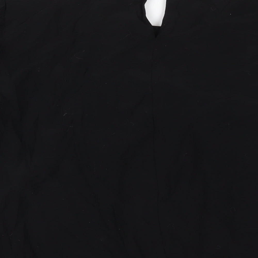 Womens UK Size 14 Warehouse Black Basic T-Shirt