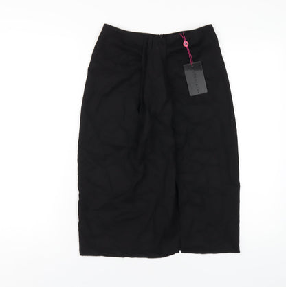 South Beach Womens Black Polyester A-Line Skirt Size 10 Zip