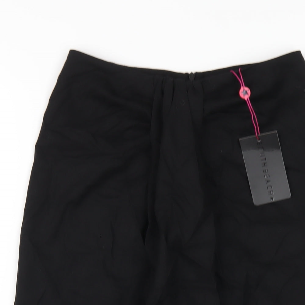 South Beach Womens Black Polyester A-Line Skirt Size 10 Zip
