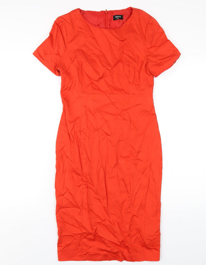 Oasis Womens Red Cotton Bodycon Size 10 Round Neck Zip