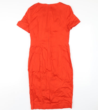 Oasis Womens Red Cotton Bodycon Size 10 Round Neck Zip