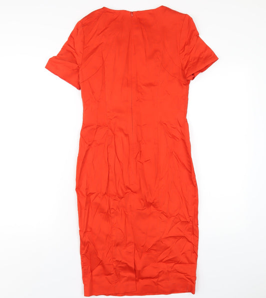 Oasis Womens Red Cotton Bodycon Size 10 Round Neck Zip