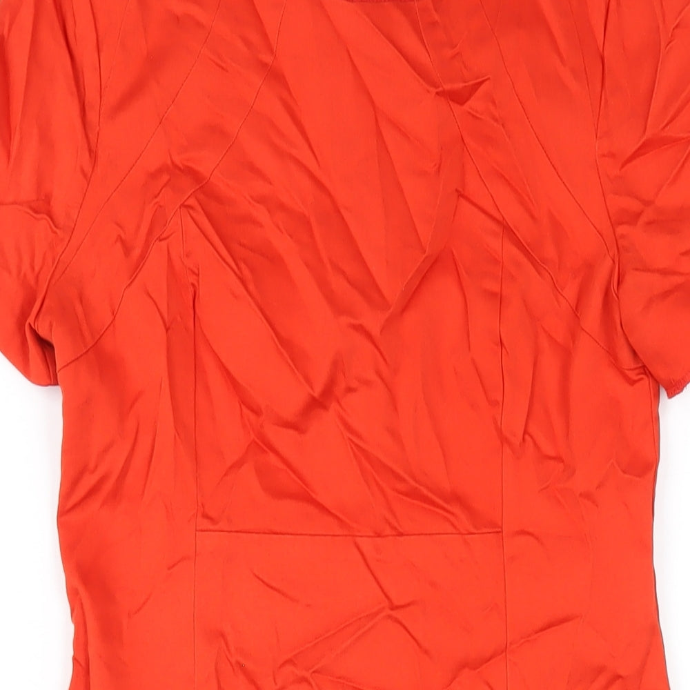 Oasis Womens Red Cotton Bodycon Size 10 Round Neck Zip