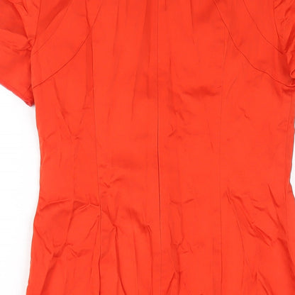 Oasis Womens Red Cotton Bodycon Size 10 Round Neck Zip