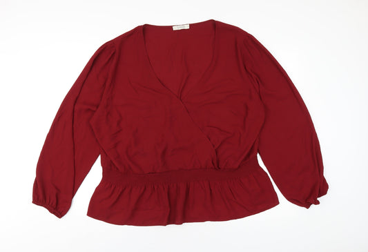 Womens UK Size 24 Oasis Red Basic Blouse