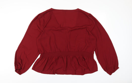Womens UK Size 24 Oasis Red Basic Blouse