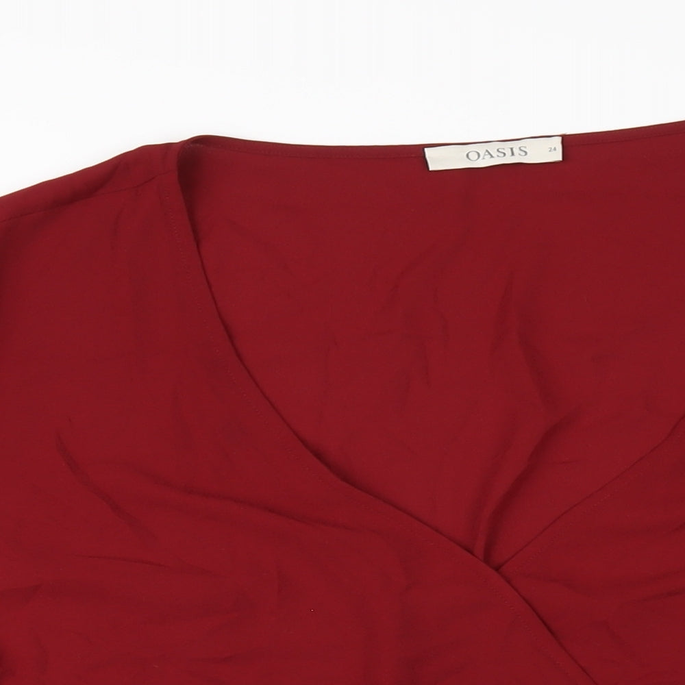 Womens UK Size 24 Oasis Red Basic Blouse