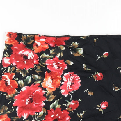 En Garde Womens Black Floral Cotton Straight & Pencil Skirt Size 14 Zip