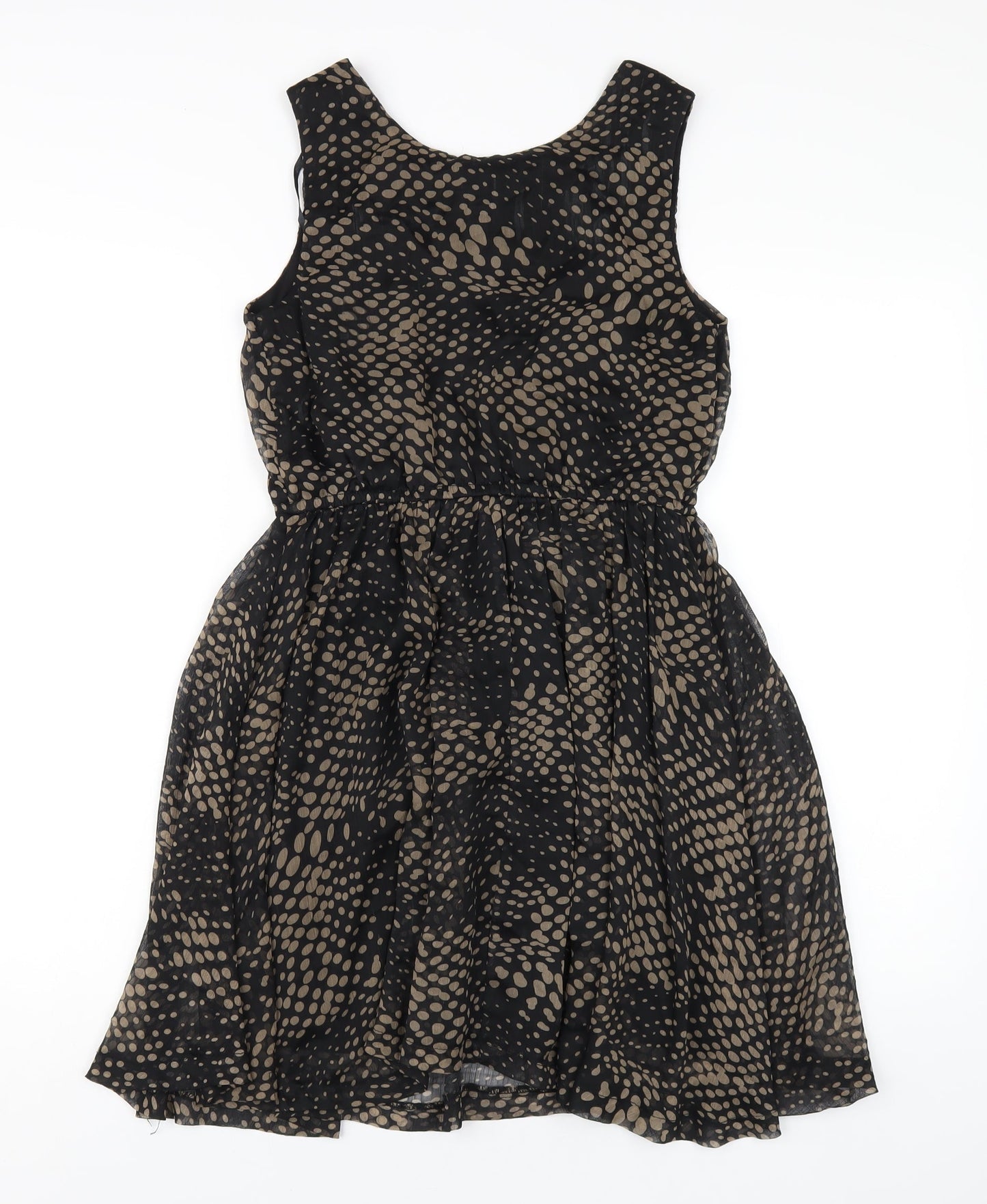 AX Paris Womens Black Herringbone Polyester A-Line Size 8 Scoop Neck Pullover