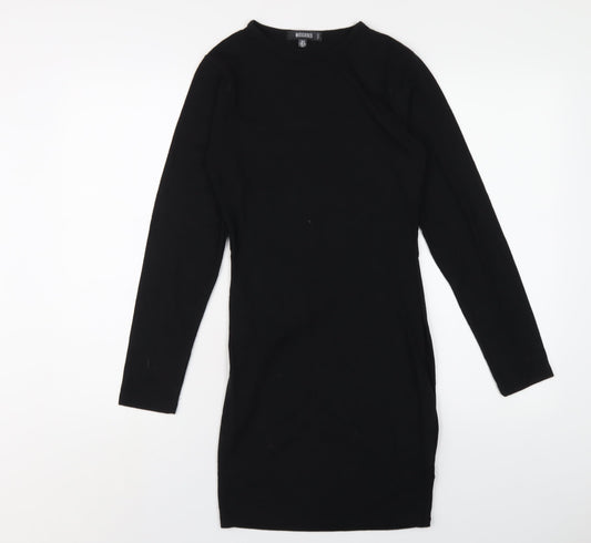 Missguided Womens Black Polyester Bodycon Size 6 Round Neck Pullover