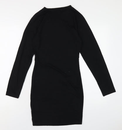 Missguided Womens Black Polyester Bodycon Size 6 Round Neck Pullover