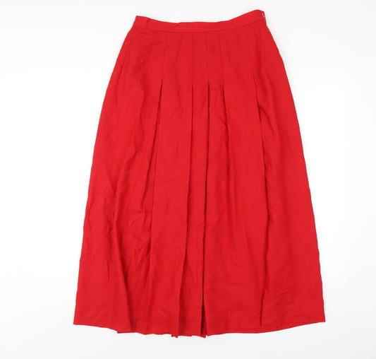 Country Casuals Womens Red Polyester A-Line Skirt Size 12 Zip