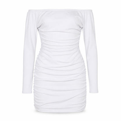 PRETTYLITTLETHING Womens White Polyester Bodycon Size 10 Off the Shoulder Pullover